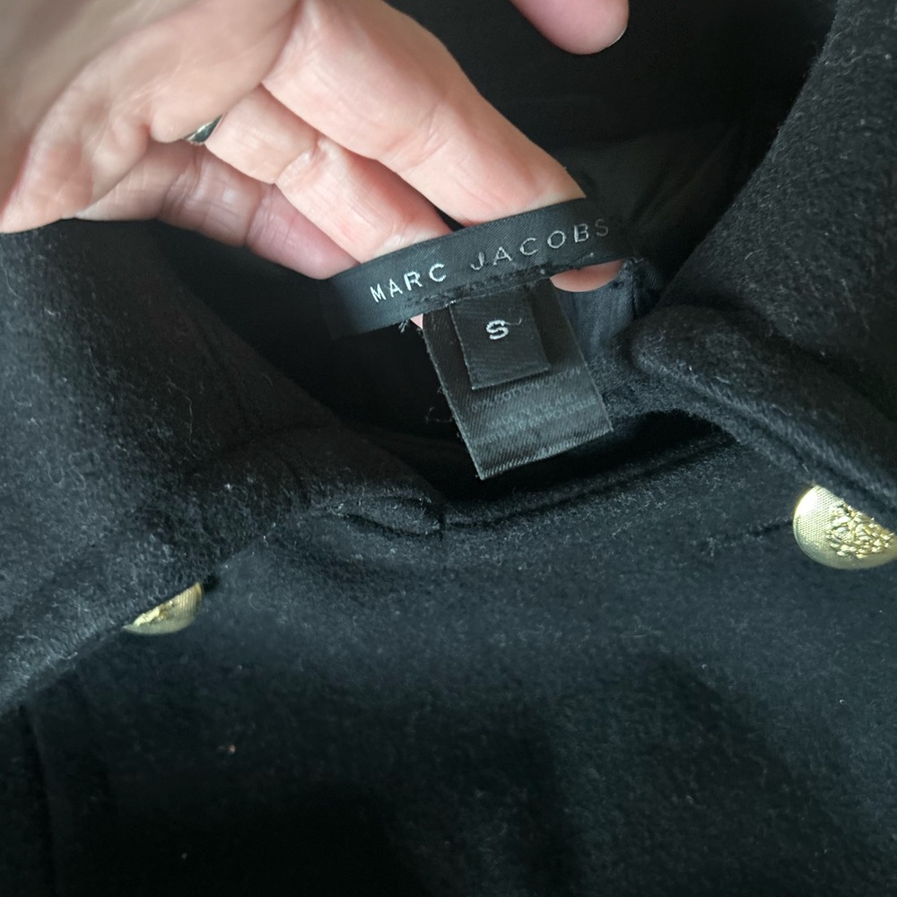 Marc Jacobs Black Coat with Gold military vintage style gold buttons s 2 - Picture 6 of 12